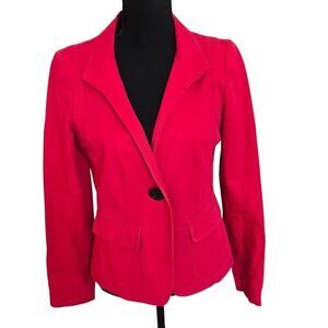 AK Anne Klein Womens Cotton Blend Jacket Blazer Red Size 2